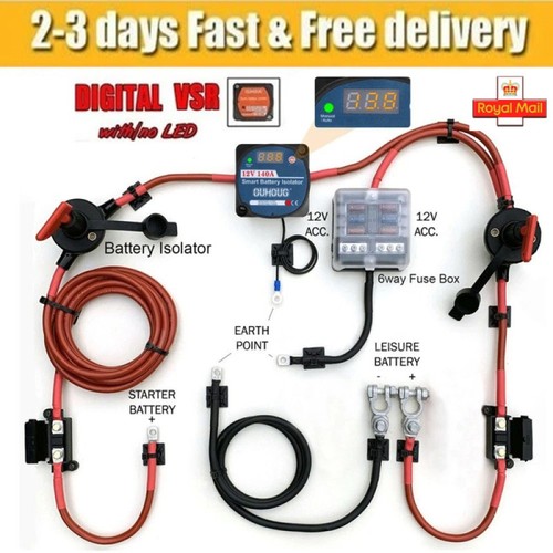 Split charge relay kit starter - split,